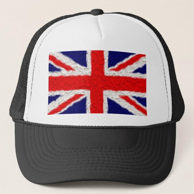 Union jack flag national country trucker hat (Front)