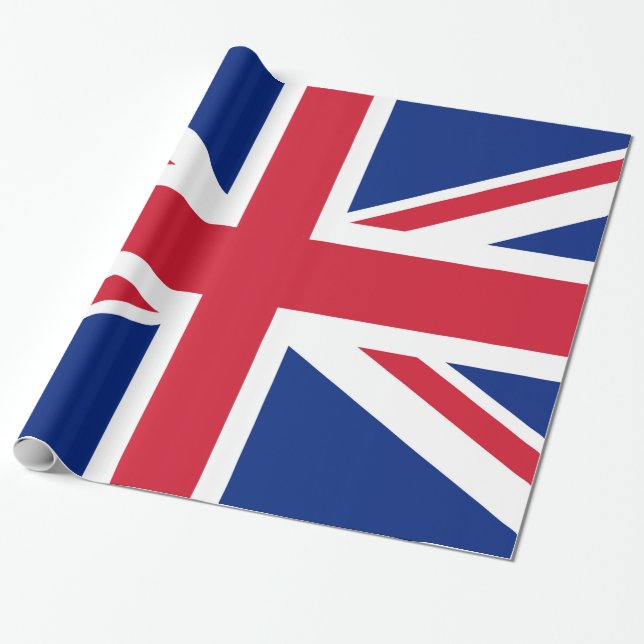 Union Jack flag of the UK - Authentic version Wrapping Paper (Unrolled)