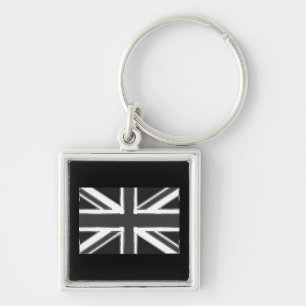 Union Jack flag of the UK - Chrome Key Ring