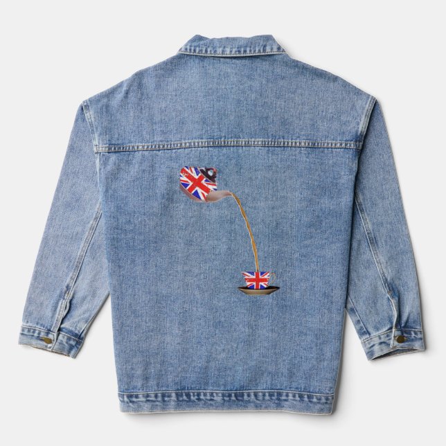 Union Jack  Flag of the United Kingdom Teapot and  Denim Jacket (Back)
