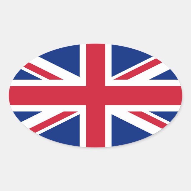 Union Jack Flag Oval Sticker (Front)