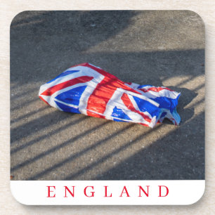 Union Jack flag plastic bag close up coasters
