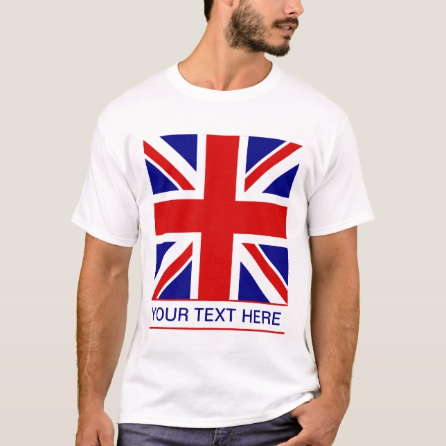 Union Jack Flag Plus Your Text T-Shirt (Front)