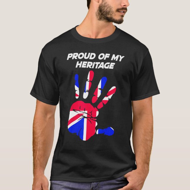 Union Jack Flag Printed Palm T-Shirt (Front)