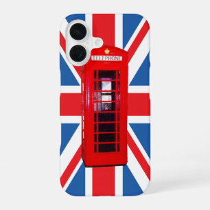 Union Jack/Flag & Red Phone Box Design iPhone 16 Case