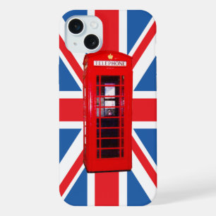 Union Jack/Flag & Red Phone Box Design iPhone 15 Plus Case