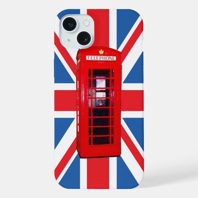 Union Jack/Flag & Red Phone Box Design iPhone Case (Back)