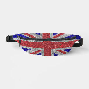 Union Jack Flag Red White and Blue Glitter Glam Bum Bags