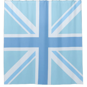 Union Jack/Flag Square Design Blues Shower Curtain