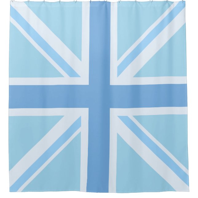 Union Jack/Flag Square Design Blues Shower Curtain (Front)