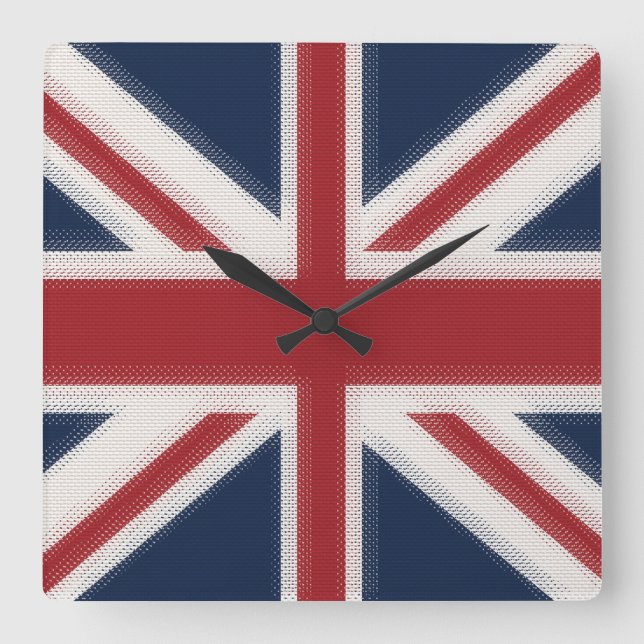 Union Jack Flag Square Wall Clock (Front)