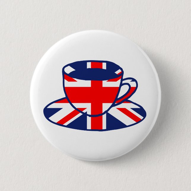 Union Jack flag teacup art 6 Cm Round Badge (Front)