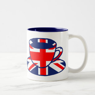 Union Jack flag teacup art Two-Tone Coffee Mug