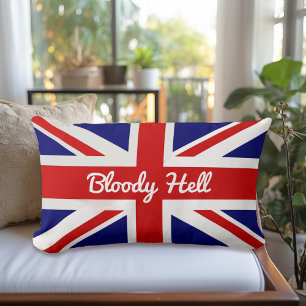 Union Jack Flag with Funny Quote Lumbar Cushion