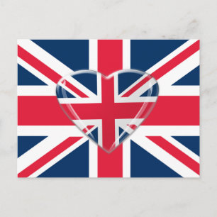 Union Jack Flag with Heart Design Postcard