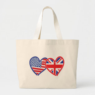 Union Jack Flat USA Flag Large Tote Bag