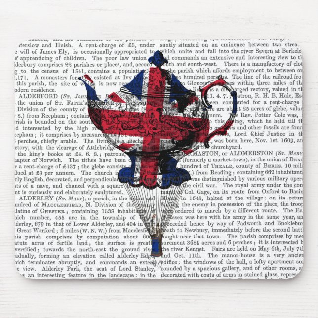 Union Jack Flying Teapot Mouse Mat (Front)
