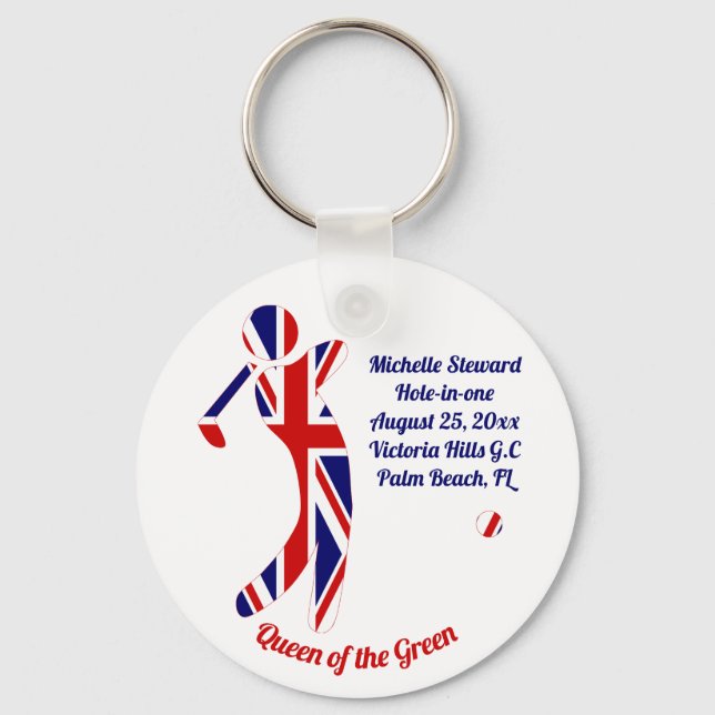 Union Jack Golf Hole-in-one Commemoration Key Ring (Front)