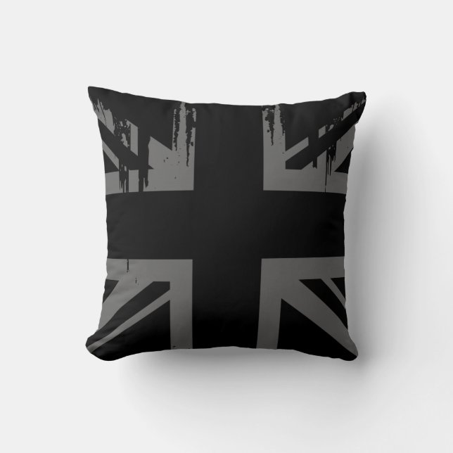 Union Jack (grunge silver UK flag) Cushion (Front)
