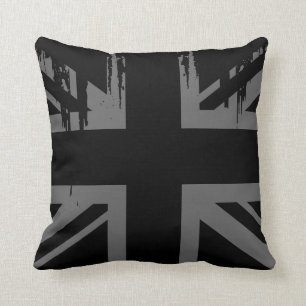 Union Jack (grunge silver UK flag) Cushion