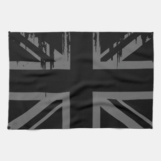 Union Jack (grunge silver UK flag) Tea Towel