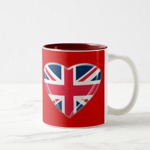 Union Jack Heart Design Two-Tone Coffee Mug