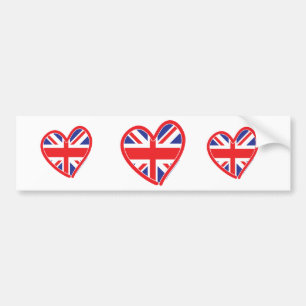Union Jack Heart Flag Bumper Sticker