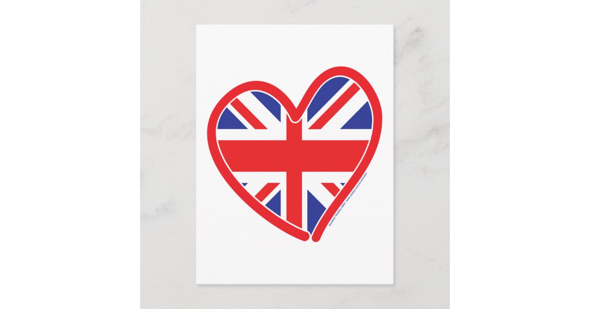 Union Jack Heart Flag Postcard | Zazzle
