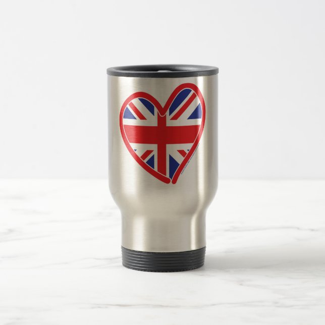 Union Jack Heart Flag Travel Mug (Center)