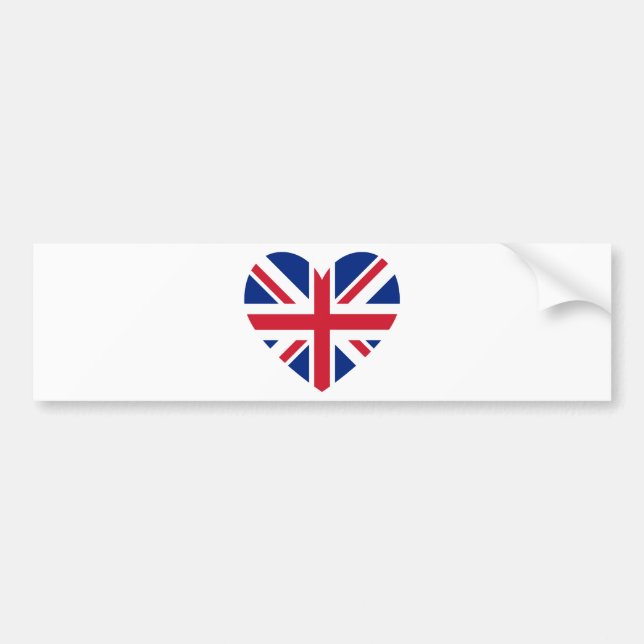 Union Jack Heart Shape Bumper Sticker (Front)
