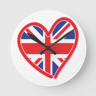 Union Jack Heart - UK Union Jack in a heart Round Clock