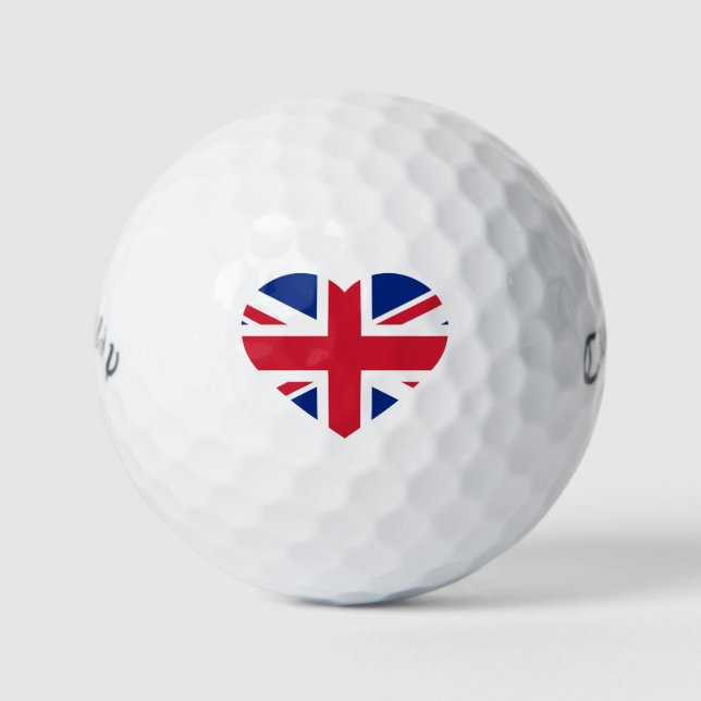 Union Jack Heartflag cwb gbcnt Golf Balls (Front)