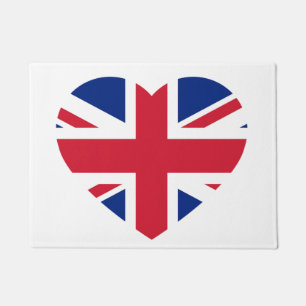 Union Jack Heartflag on white dmcn Doormat