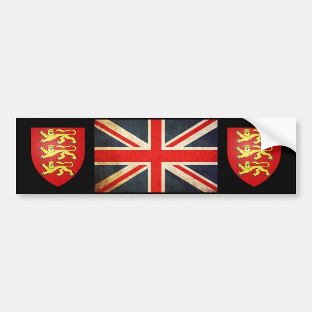 Union Jack Heraldry Shield Bumper Sticker (Front)