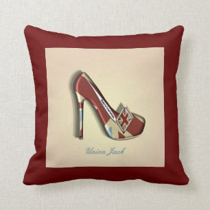 Union Jack High Heel Fashion Shoe Throw Pillows
