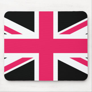 Union Jack ~ Hot Pink Black and White Mouse Mat