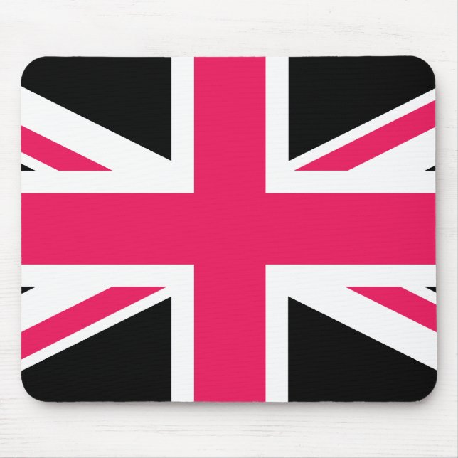 Union Jack ~ Hot Pink Black and White Mouse Mat (Front)