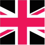 Union Jack ~ Hot Pink Black and White Photo Sculpture Key Ring<br><div class="desc">This will be a cut out in acrylic of any of the things offered,  a pin,  keyring,  ornament,  magnet or sculpture and some of them in different sizes. They can be tree ornaments,  purse charms,  or worn through a belt loop. Even hung from your rear view mirror.</div>