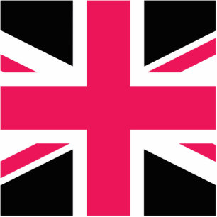 Union Jack ~ Hot Pink Black and White Photo Sculpture Key Ring