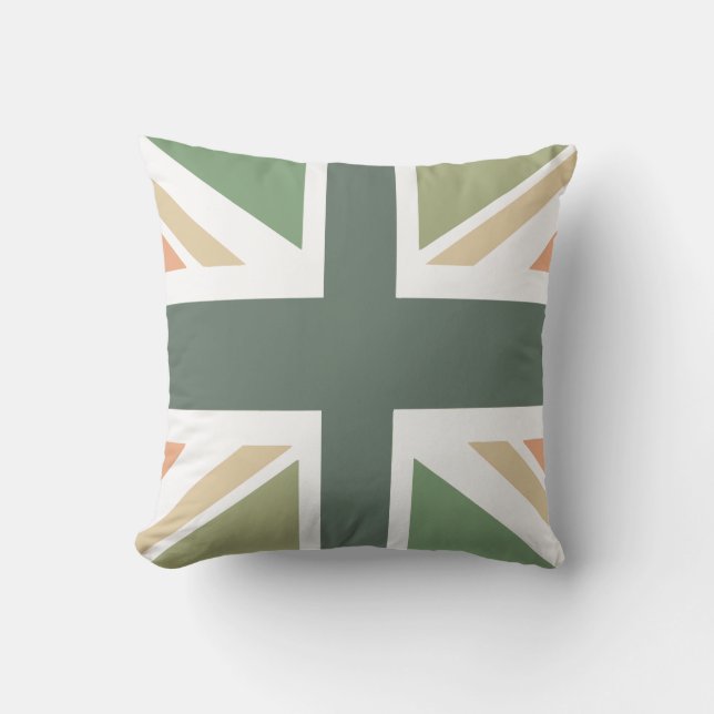 Union Jack - In Designer Pea Soup Cushion (Front)