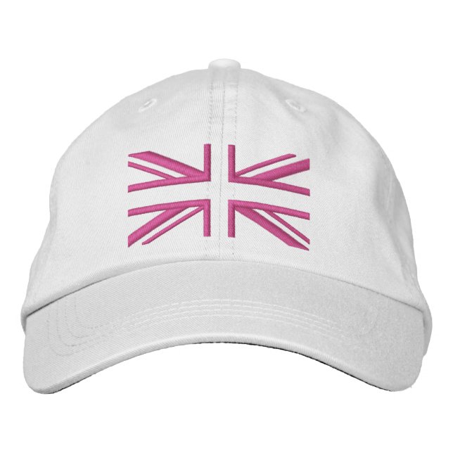Union Jack ~ In Girly Pinks Embroidered Hat (Front)