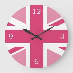 Union Jack ~ In Girly Pinks Large Clock