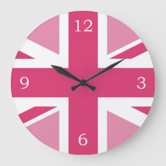 Union Jack ~ In Girly Pinks Large Clock