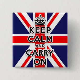 Union Jack  keep calm and carry on 15 Cm Square Badge