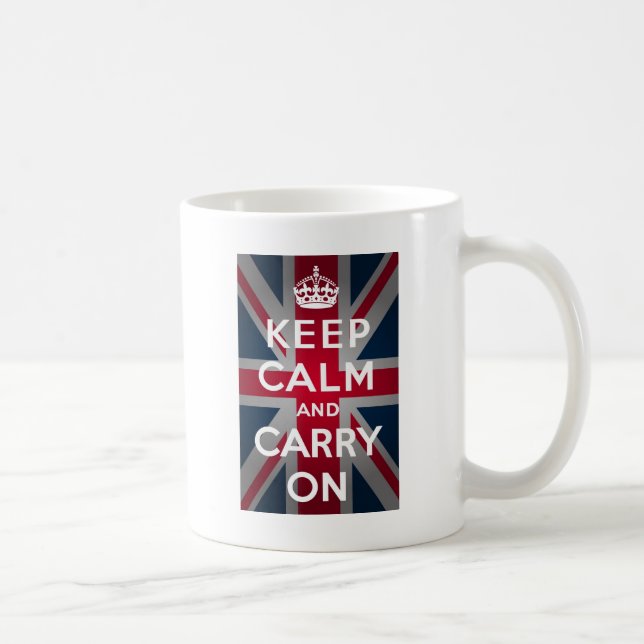 Union Jack Keep Calm And Carry On Coffee Mug (Right)