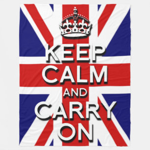 Union Jack keep calm and carry on Fleece Blanket