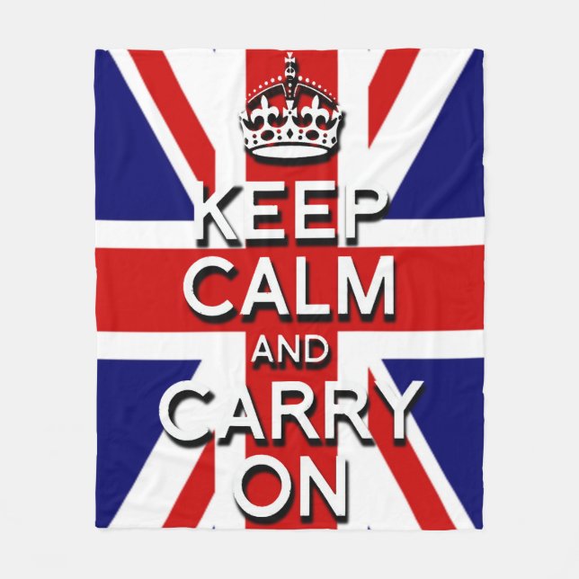 Union Jack keep calm and carry on Fleece Blanket (Front)