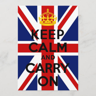 Union Jack Keep Calm and Carry On Invitation Card