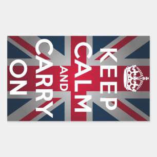 Union Jack Keep Calm And Carry On Rectangular Sticker