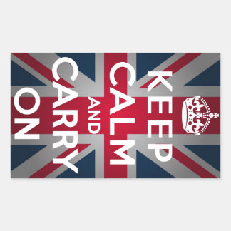 Union Jack Keep Calm And Carry On Rectangular Sticker